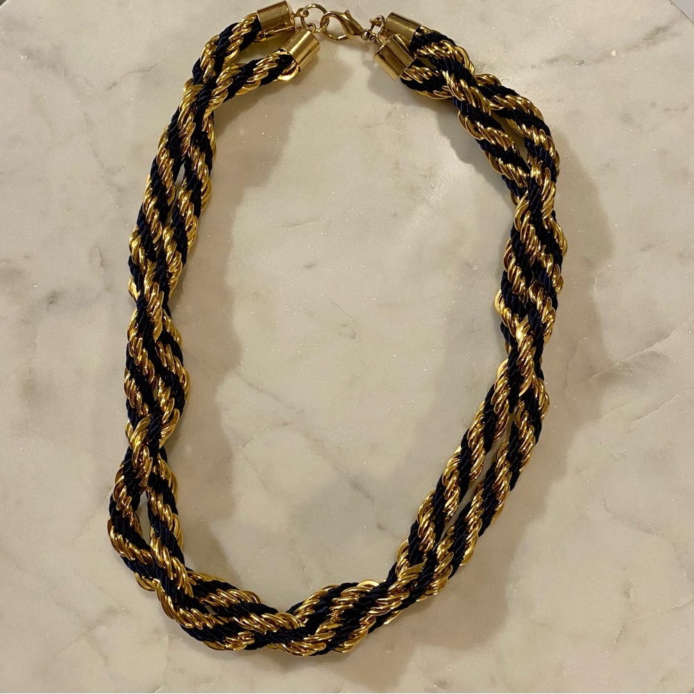 Navy blue and gold toned Coiled necklace